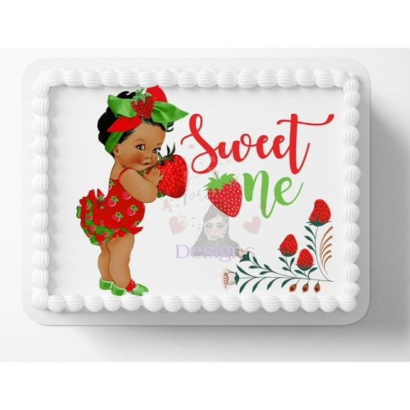 Adorable Strawberry Baby Shower Edible Cake Topper, by ToriBellas Designs