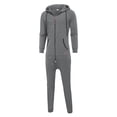 thumbnail image 4 of Blekii Men's Romper Jumpsuit, Hooded Sweatshirt Style One-Piece, Solid Color Casual Overalls, Unique Fashion Statement Piece, Comfortable Yet Stylish Outfit, Trendy Loungewear for Men, Grey 4Xl, 4 of 10
