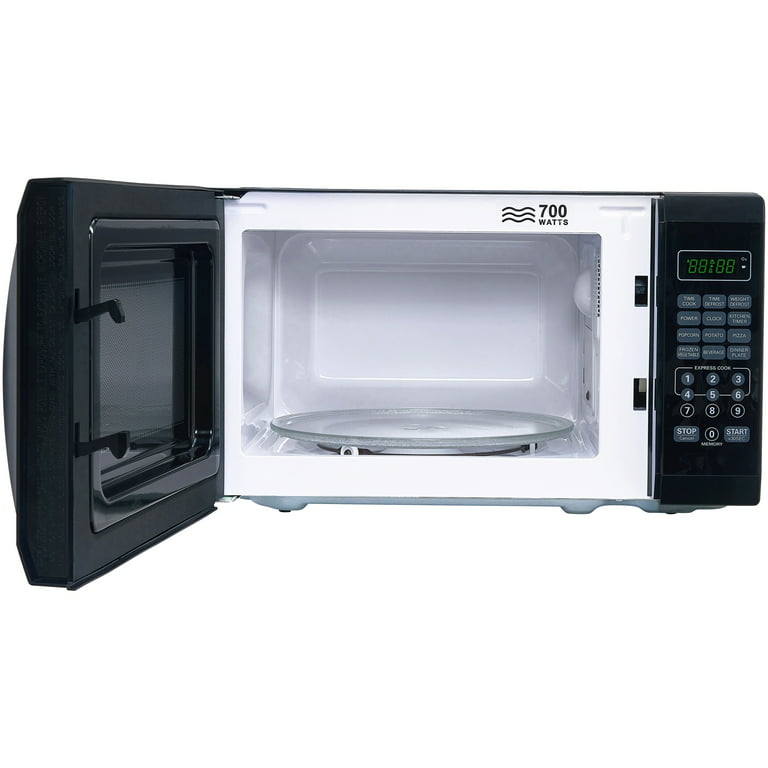 Mainstays 0.7 Cu ft Countertop Microwave Oven, 700 Watts, Black, New