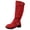 Red, variant on Brown Ladies Boots With Belt Buckle Round Toe Fleece Lined Stacking Boots For Casual Indoor And Outdoor Wear All Day Comfort Size 40