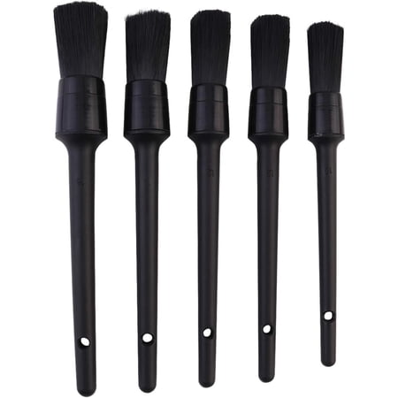 5Pcs Auto Car Detailing Brush Set Car Interior Cleaning Kit Detail Brush Tire Brush Vent Cleaning Brush for Cleaning Dashboard Engines Wheel (Black)