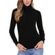 thumbnail image 1 of Suéter de cuello alto Inspire Chic para mujer, blusa de punto acanalado de manga larga, XS, negro, 1 of 6