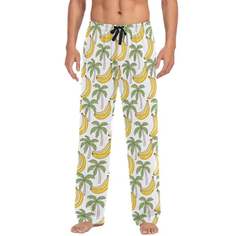 joogoo Men's Pajama Pants Coconut Tree Bananas Soft Long Sleep