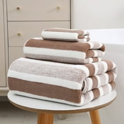 Bath Towels Set - Soft Absorbent Polyester Towels, Quick-Drying Towel Set of Three, Household & Spa Towels, Coffee, JKODE