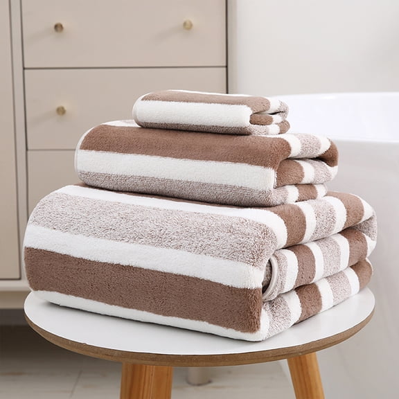 Tgbvmt Bath Towels Set, Thick Soft Absorbent Towel Set of 3 for Bathroom, Includes Face, Hand, and Bath Towels, Ideal for Home Use, Quick-Drying, Luxurious Comfort in Gray, Green, and Coffee Colors