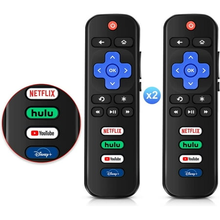 2 Packs Replacement Remote Control Compatible with Roku TV,for TCL Roku/for Hisense Roku/for Onn Roku(Not for Roku Stick,Box and Players)