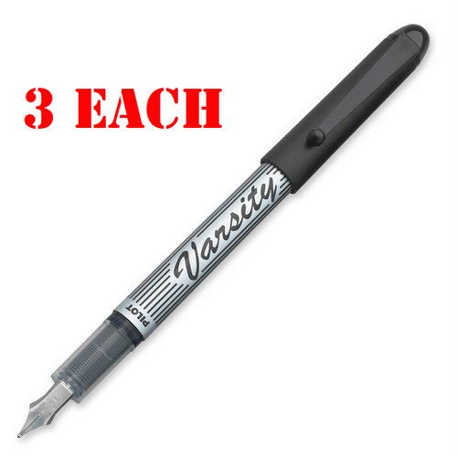 Pilot Varsity Disposable Fountain Pens, Black Ink (90010x3)
