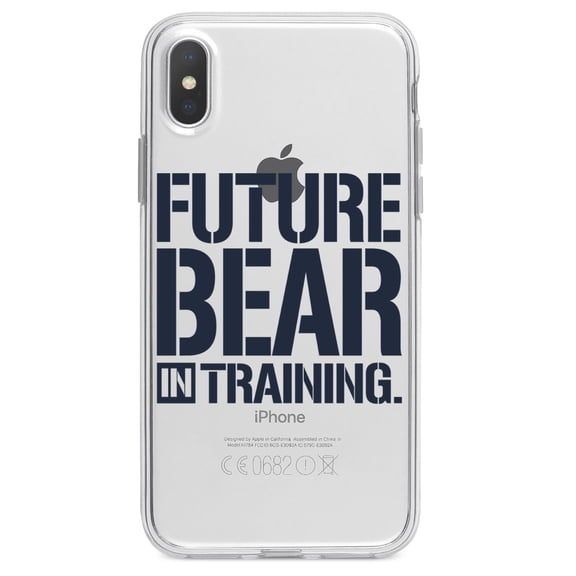 DistinctInk Clear Shockproof Hybrid Case for iPhone XS Max (6.5" Screen) - TPU Bumper Acrylic Back Tempered Glass Screen Protector - Future Bear in Training