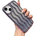 thumbnail image 6 of for iPhone Case,Glitter ElectroPlated Water Ripple Gradient Curly Wave Frame Bumper Camera Lens Protection Soft Shockproof Phone Case (Red,iPhone 15 Plus), 6 of 6