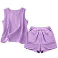 thumbnail image 7 of Enjoytime Outfits for Women Solid Color Sleeveless Tank Tops with Shorts 2 Piece Set Summer Travel Casual Plus Size Lounge Sets, 7 of 7