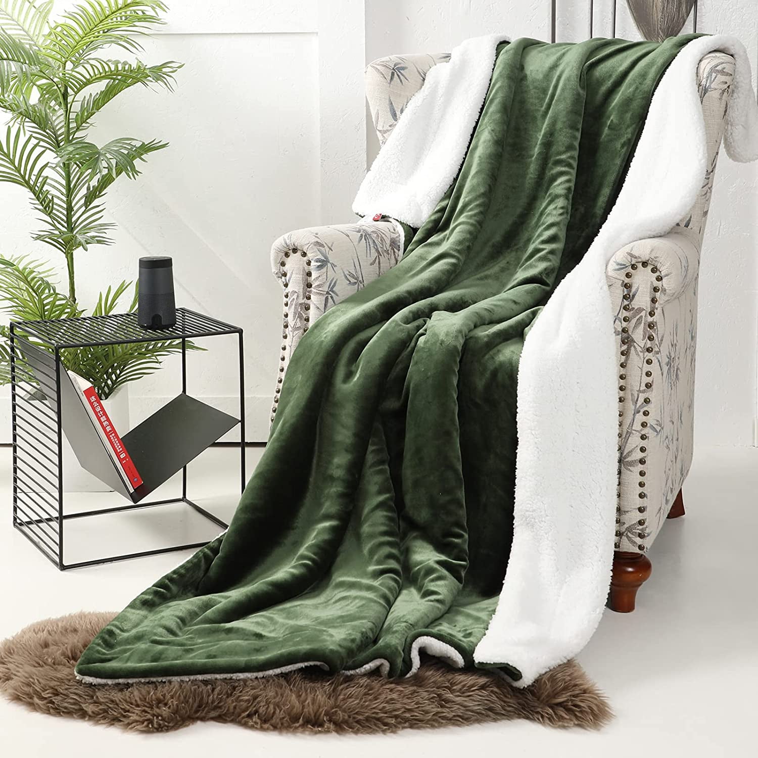 Htooq Sherpa Fleece Throw Blanket Double Sided Super Soft Luxurious Plush Blanket Throw Size Olive Green Other