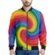 thumbnail image 3 of Chaqueta con cremallera y diseño geométrico de arcoíris a la moda para hombre, sudadera con rayas de colores con estampado 3D, chaquetas bomber urbanas geniales para niños, abrigos, 3 of 5