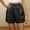 Black, variant on QUNYINEY Elastic Waist Shorts Women Casual Bermuda Solid with Pockets Drawstring Relaxed Fit Shorts