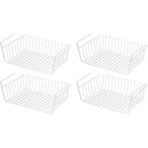 TRIANU Wire Hanging Basket Shelves - Space Saving Under Shelf Storage Organizer (Set of 4, 14.11", White)