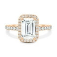 thumbnail image 2 of ESTE ORIGIN 4.00Ct Emerald Cut Lab-Grown Diamond Engagement Ring – Pavé Band, Classic Halo Setting in 10K Rose Gold for Women US 8.5, 2 of 8