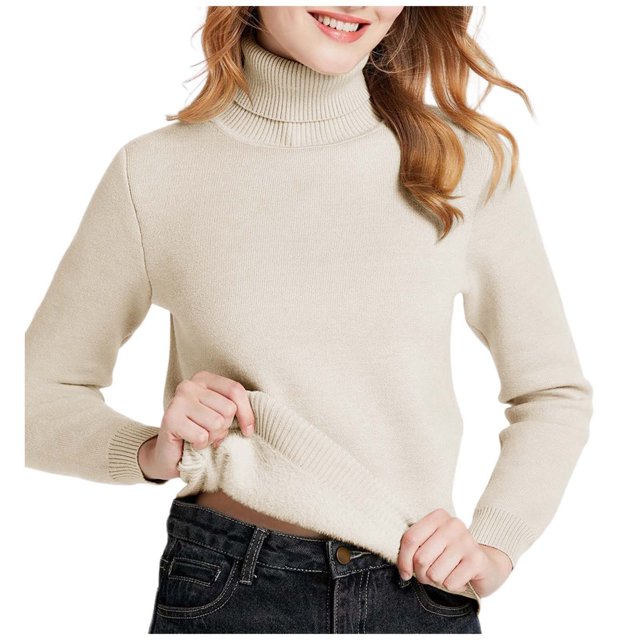 Sous-vêtements Thermiques à Col Roulé pour Femmes Haut Chaud Chandail d'Hiver Doux Confortable Automne Hiver Manches Longues