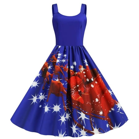

Dresses for Women Womens Dresses Women s Hooded Printed Loose Fit Leisure Fashion Short Sleeve Vest Retro Christmas Dress Summer Dresses Cocktail Dress Summer Savings Clearance 2023 Blue L