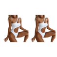 thumbnail image 1 of Minnieouse Poliéster Mujeres Bikinis Alambre Irregular Sexy Chicas Damas Color sólido Playa Natación Traje de baño Traje de baño Blanco Blanco S 2piezas, 1 of 6