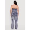 thumbnail image 4 of Women's Plus Size Acid Wash Cargo Pocket Button Front Jumpsuit, 4 of 4