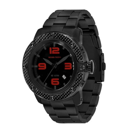 Glam Rock Men's Sobe Tech 50mm Black IP Steel Bracelet & Case Swiss Quartz Analog Watch GR33007