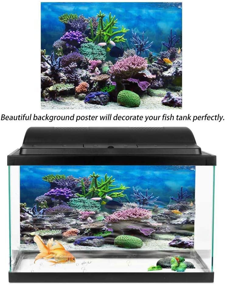 Libaoge Fish Tank Background Seawater Aquarium Backdrop Sticker Wallpaper Decoration PVC Adhesive Decor Paper Cling Decals Poster