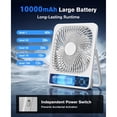 thumbnail image 3 of Travel Desk Fan, 8 in Battery Operated Fan with 10000mAh Rechargeable Battery, 40H Runtime, 100 Speeds, 180° Tilt Folding Portable Fan for Desktop, Home, Camping, 3 of 7