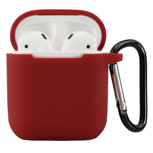 Compatible con funda AirPods con llavero, funda protectora de silicona prémium a prueba de golpes para estuche de carga AirPods 2 y 1 (Airpods 1, rojo)