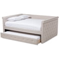 thumbnail image 3 of Allora Scrolled Arm Fabric Tufted Full Daybed with Trundle in Beige, 3 of 11