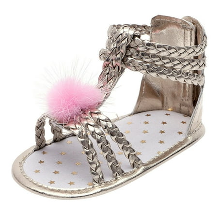 

Infant Baby Soft Sole Prewalker Crib Shoes Princess Girl Summer Sandals Shoes - Gold 0-6 Months