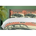 thumbnail image 4 of Ambesonne Vintage Duvet Cover Set, 60's Retro Car Pop Art, Queen, Emerald Orange, 4 of 6