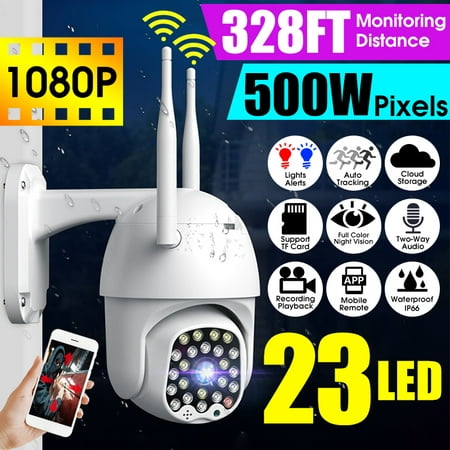 [23 LEDs] 5.0MP HD 2.4G WiFi Camera With Dual 5DB Antennas Outdoor IP Camera 1080P IP66 Waterproof Wireless 500W Pixel Color Night Version PTZ Two-Way Audio Motion Sensor For Home Security
