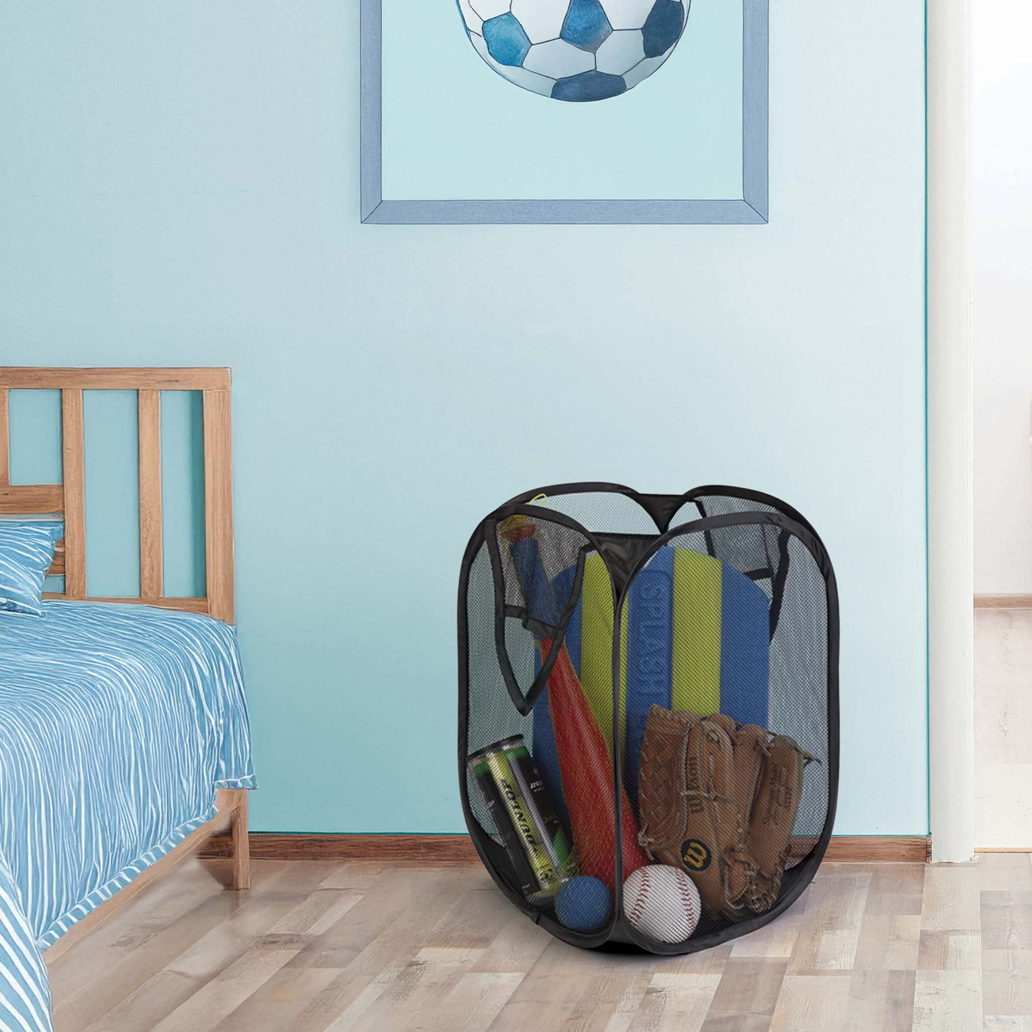 Mainstays Pop-Up Spiral Polyester Laundry Hamper, Rich Black, Adult