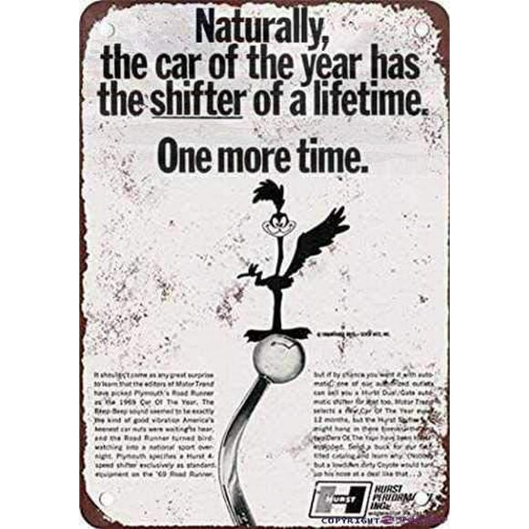 Size: 8" x 12" Twinkle Metal tin Sign Plaque Great 1969 Hurst Shifters for Road Runners Vintage Look Retro Home Decor Club Bar Poster