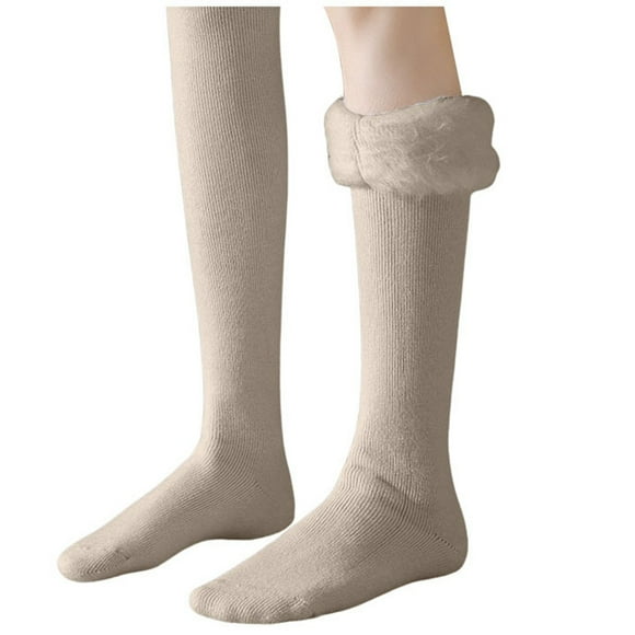 GDREDA Chaussettes au-Dessus du Genou pour Femmes d'Automne et d'Hiver Longues Chaussettes Doublées de Velours Épaisses Chaudes Tube Haut Chaussettes au Genou Collants Dames Vêtements Serrés pour Femmes Bas Opaques Cuisses Hautes Ling