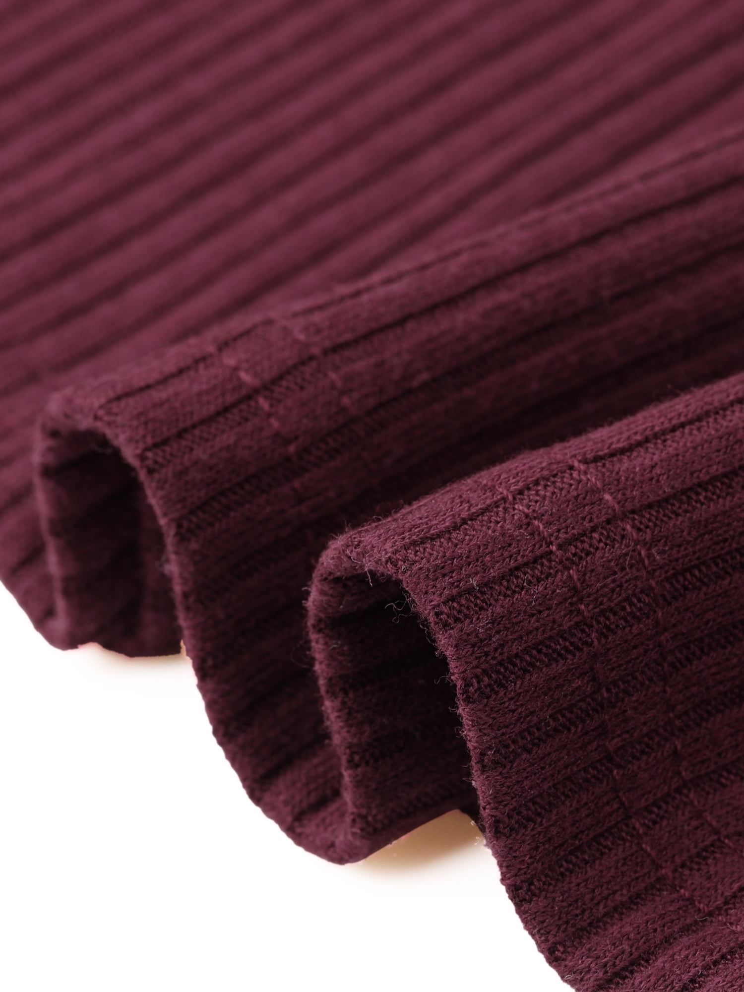 DARING DIVA Women's Long Sleeve Fall A-Line Ribbed Knit Crew Neck Dress XL Burgundy