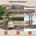 thumbnail image 7 of 13'x6.5' Wooden Grill Gazebo with Sloping Metal Roof and 60 Pcs Bulbs, Grill Gazebo Suitable for 2 Bar Counters Grills, BBQ Canopy for Outdoor Patio, Lawn, Garden, 7 of 7