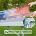 thumbnail image 6 of Blue Red Purple Marble Pattern Square Fitted Tablecloth with Elastic Edge,Square Table Cover,Washable Elastic Table Cover for Home Kitchen Party Decor 36"x36", 6 of 6
