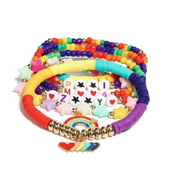 Bohorizon Kpop Style 6 Pcs Beaded Bracelets Jewelry Gift for Women, Multi Color