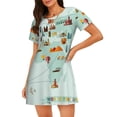 thumbnail image 1 of Balery World Travel Map Camisón de manga corta con cuello redondo para mujer, cómodo y elegante., 1 of 6