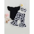 thumbnail image 5 of Bagilaanoe 3pcs Newborn Baby Girl Long Pants Set Letter Print Flying Sleeve Romper Tops + Flare Trousers + Headband 3M 6M 12M 18M Infant Casual Outfits, 5 of 9