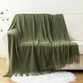 thumbnail image 2 of Army Green Throw Blanket for Couch,Green Boho Blanket,Spring Knit Throws for Bed,50"x60", 2 of 8