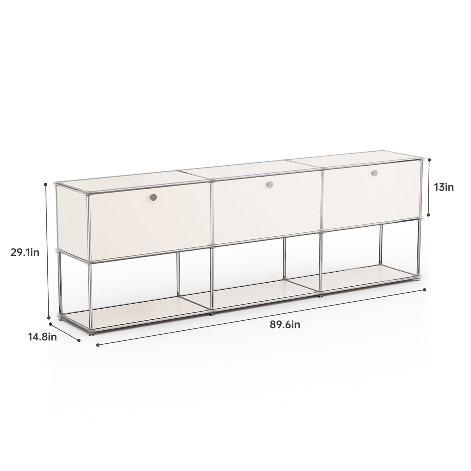 Raffle Pinker Metal Storage Cabinets with 3 Doors and Shelves Tall Steel Lockers Accent Storage Organizer for Living Room,White