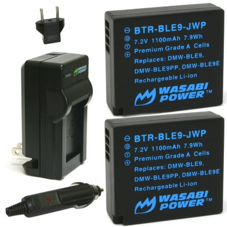 Wasabi Power Battery (2-Pack) and Charger for Panasonic DMW-BLE9, DMW-BLG10