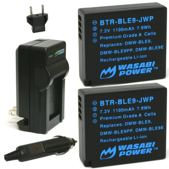 Wasabi Power Battery (2-Pack) and Charger for Panasonic DMW-BLE9, DMW-BLG10