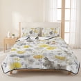 thumbnail image 3 of Twin XL Quilt Set 68''x98'', Yellow Grey Botanical Lightweight Summer Bedspread Coverlet Set with 2 Pillow Shams, Spring Floral Watercolor Breathable All Season Quilt Bedding for Dorm/Guest Room, 3 of 9