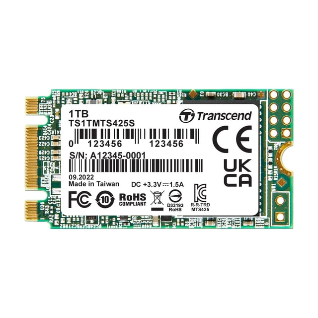 Transcend SSD M.2 2242 SATA III de 1 to, jusqu'à 550 Mo/s, Compatible avec Ultrabook, Portable, PC, Ordinateur de Bureau, Disque SSD Interne 3D TLC NAND Flash, LDPC