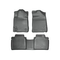 Husky Liners by RealTruck Weatherbeater Floor Mats Fits 2007-2011 Toyota Camry Front & 2nd Row, 3-pc Grey-98512