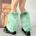 thumbnail image 6 of Women Furs Leg Warmer Winter Furry Long Boot Cuffs Fuzzy Shoe Cover Party Costume for Holiday Festival Performances Play, 6 of 9