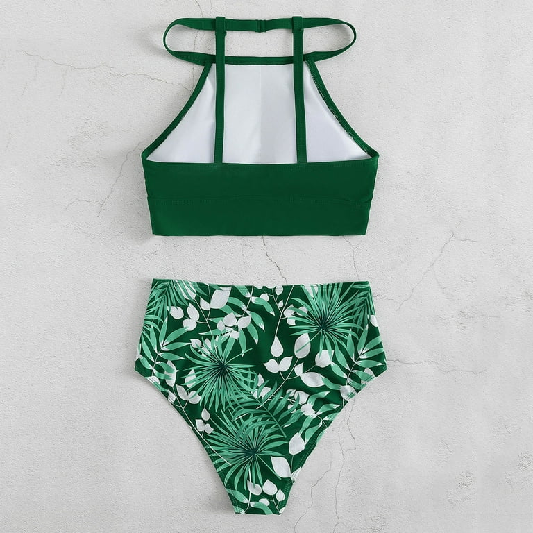 Women Two-Piece Bathing Suits Trendy Leaf Print Tank Top with Boyshorts  Summer Beachwear Tankini Tummy Control Swimsuit, Green, Medium : :  Clothing, Shoes & Accessories