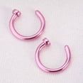 thumbnail image 4 of 2 pcs Unisex Surgical Titanium Steel Open Nose Ring Nose Piercing Stud 6mm (Pink), 4 of 7